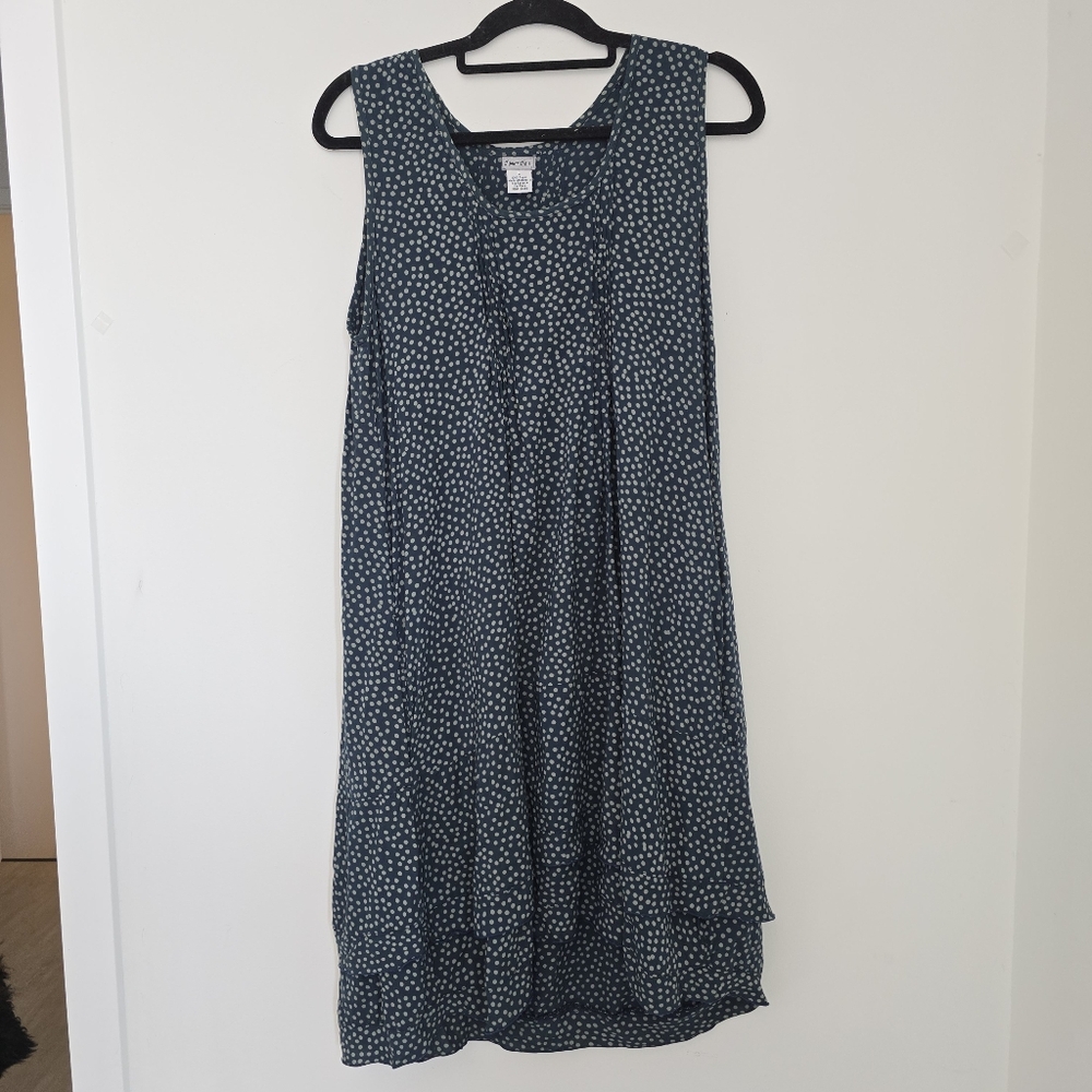 Just Jill Navy Polka Dot Sleeveless Flowy Dress - Large